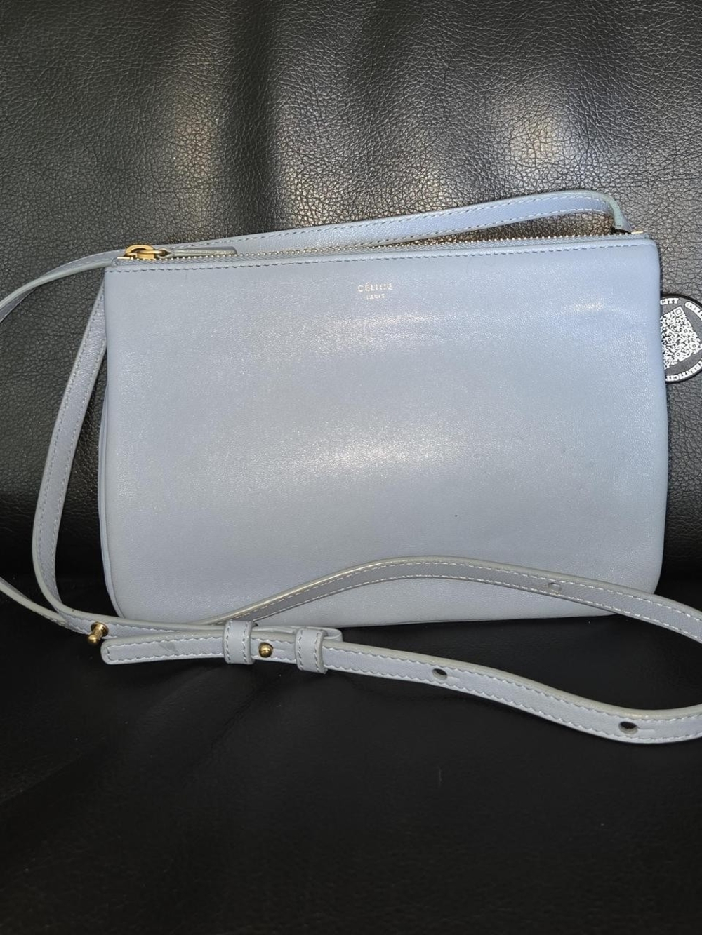 Celine Trio Pale Blue Leather Crossbody Bag